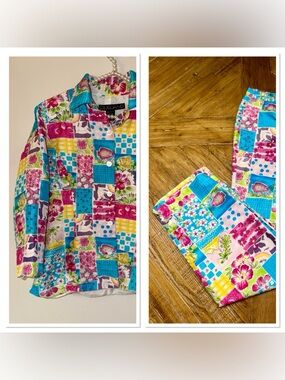 Vintage SILKLAND 2-Piece Silk Set | Tropical Fish & Floral | Size 6